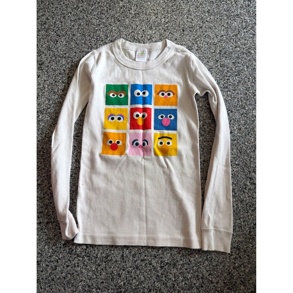 Hanna Andersson Sesame Street Organic Cotton Pajama Top White Kids US 8 130cm